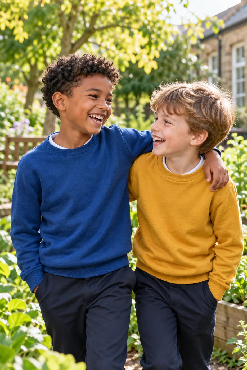 A joyful, relaxed moment between school friends