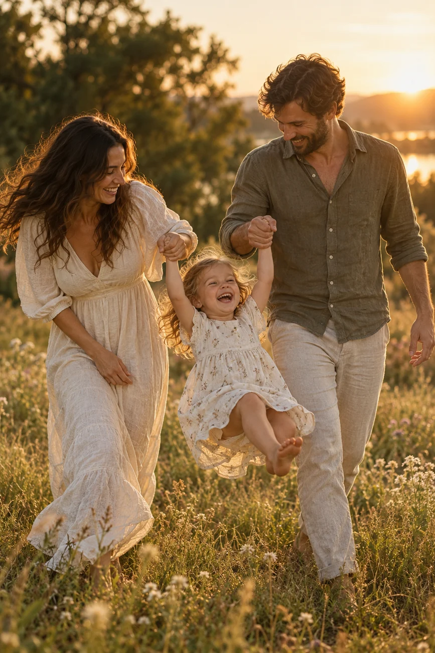 Family enjoying time outdoors together