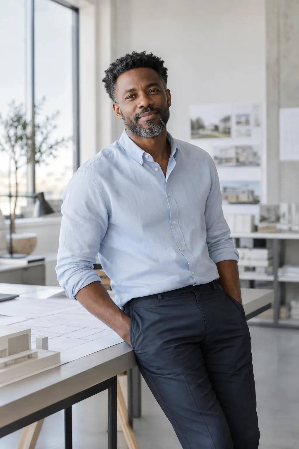 Relaxed business portrait in the studio