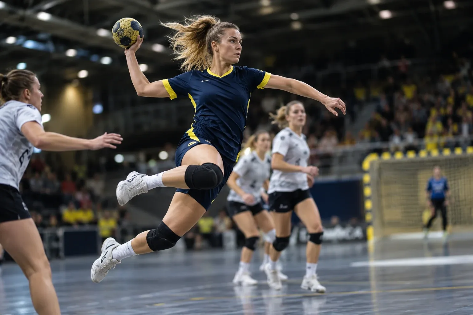 Handball player making a jump shot